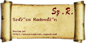 Szűcs Radován névjegykártya